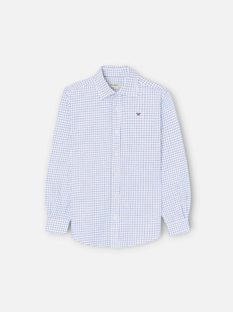 Camisa sport criança quente xadrez castanho