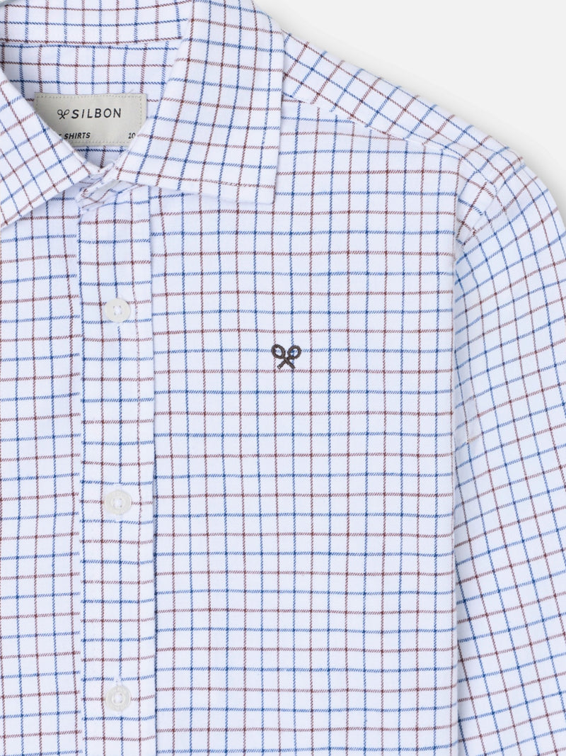 Camisa sport criança quente xadrez castanho