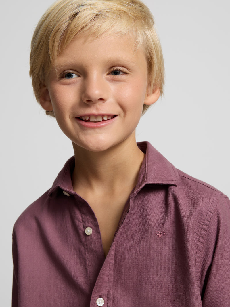 Kids' sport shirt herringbone burgundy