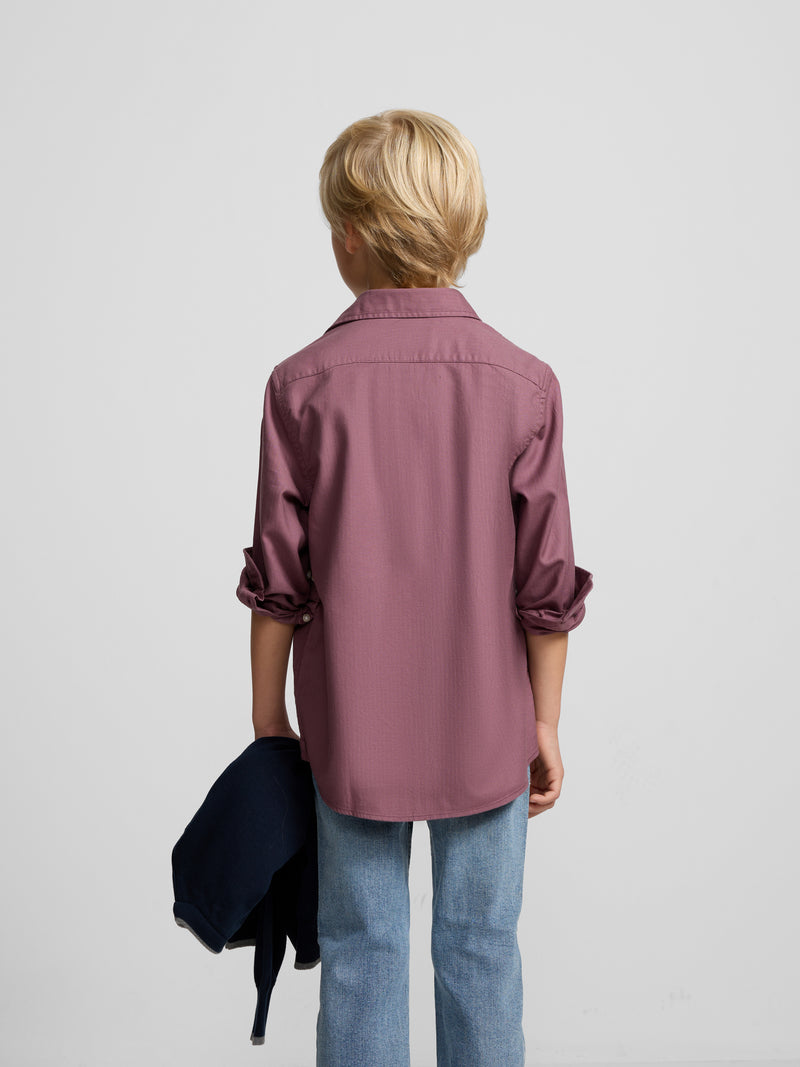 Kids' sport shirt herringbone burgundy