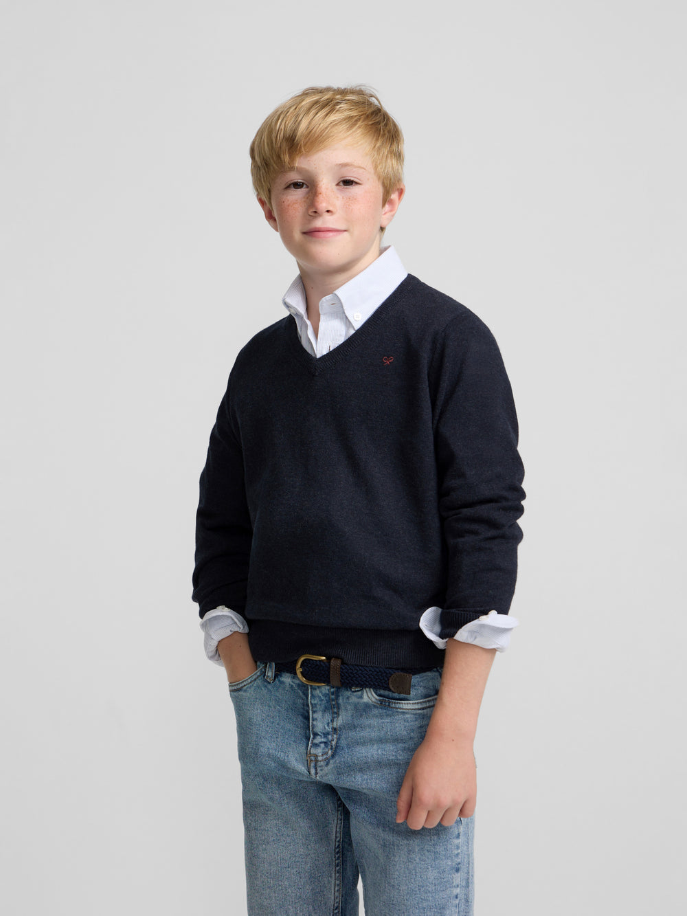 Kids' navy V-neck sweater