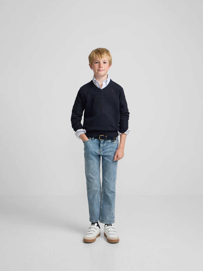 Jersey kids cuello pico marino