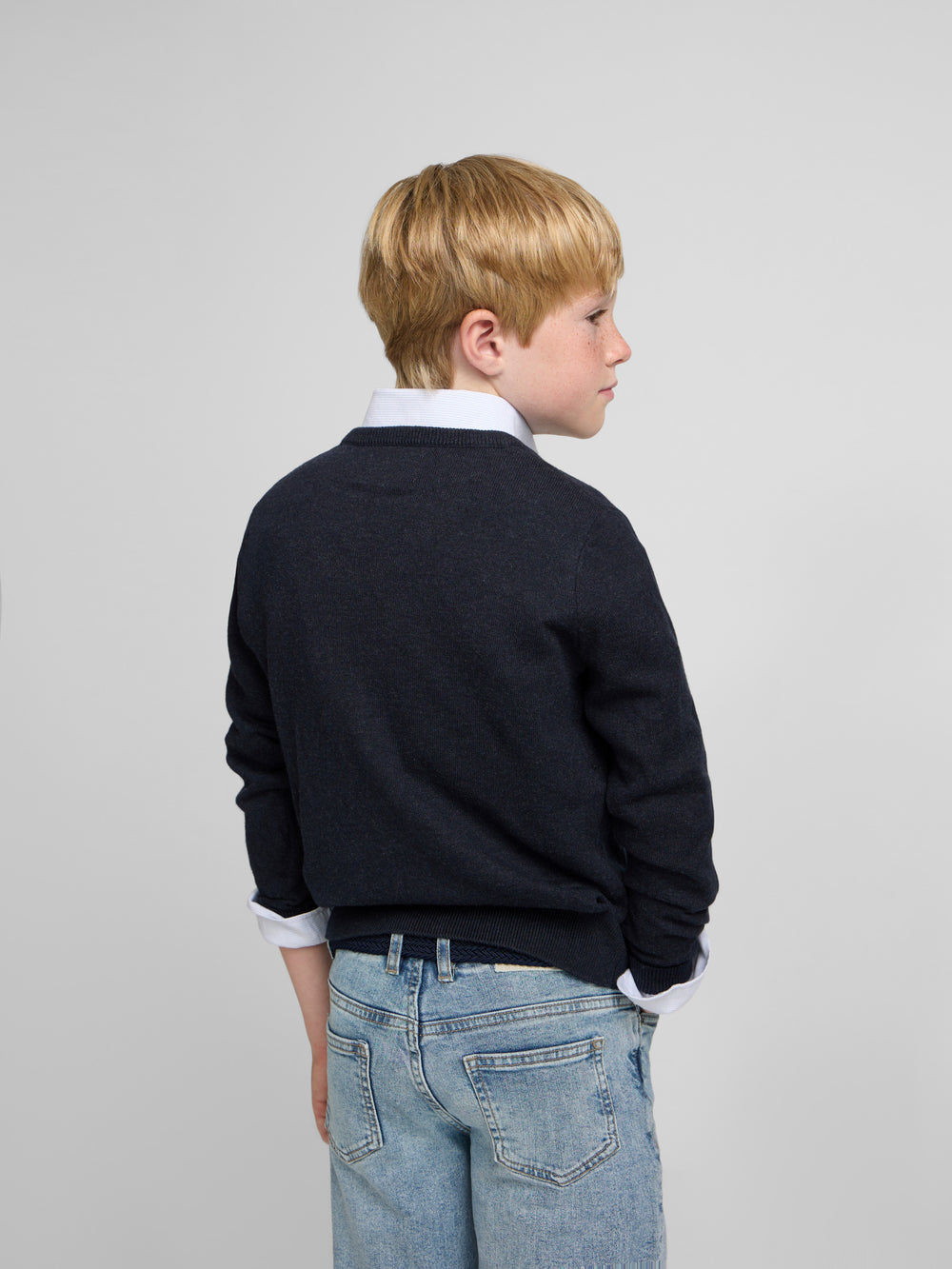 Kids' navy V-neck sweater