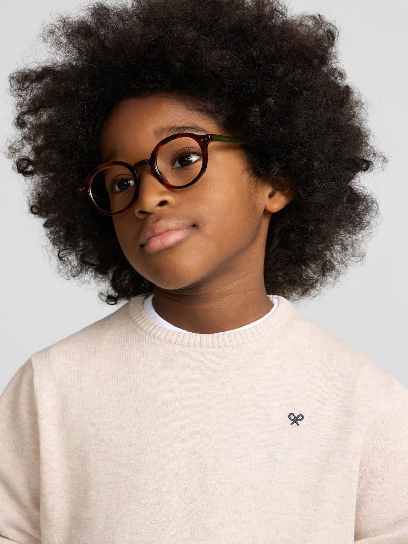 Pull enfant col rond crème