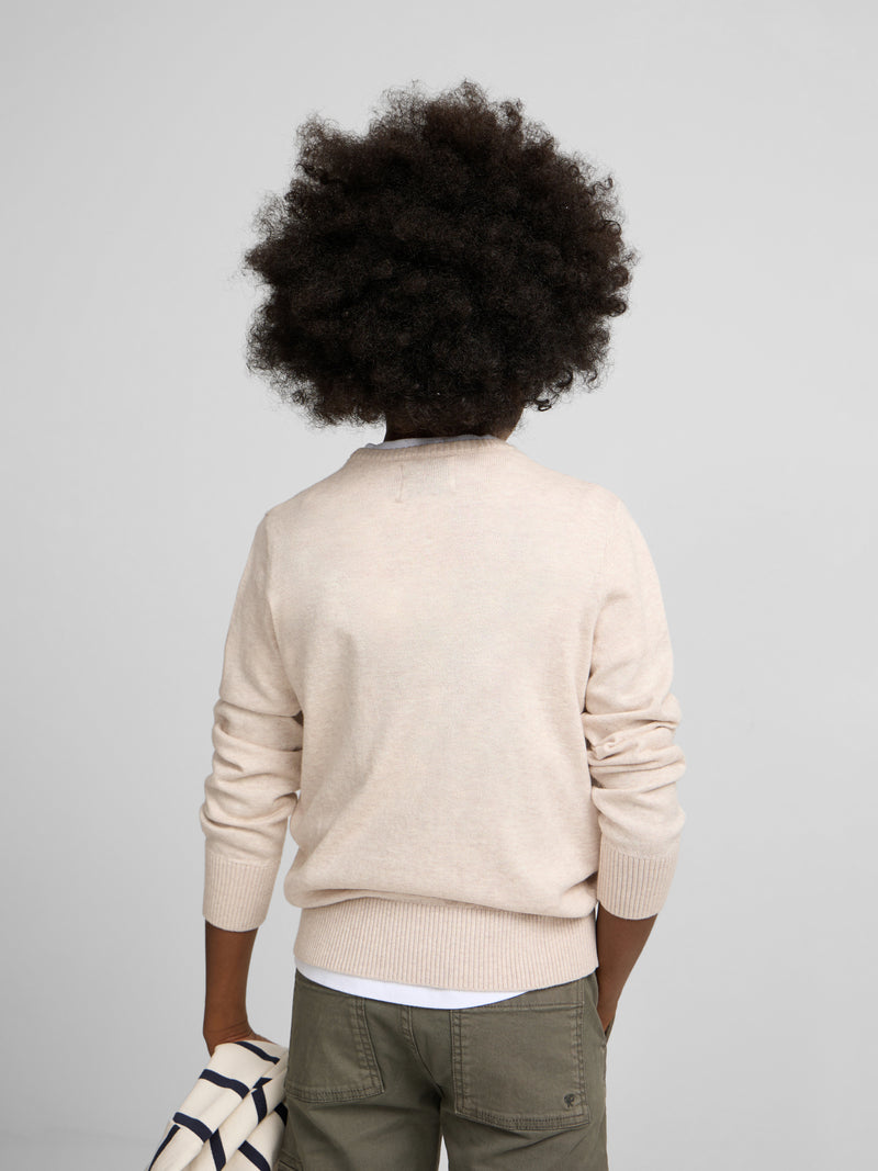 Pull enfant col rond crème