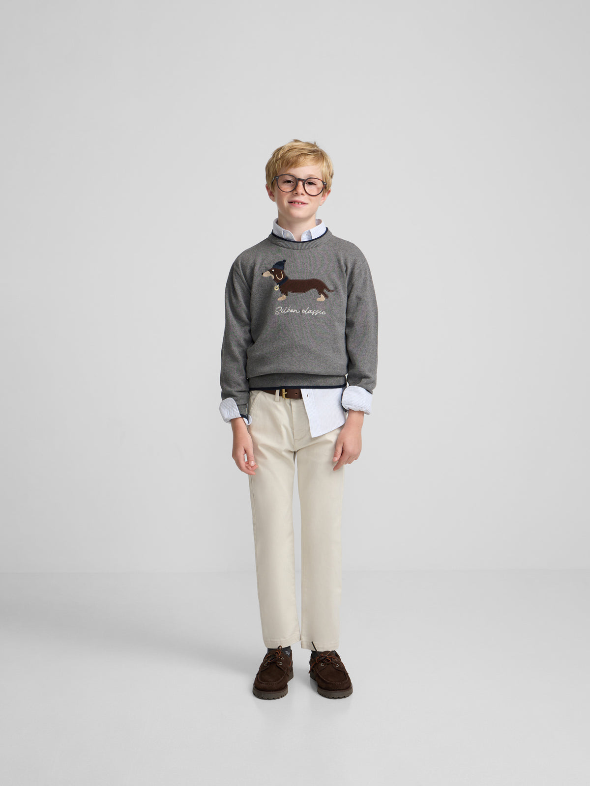 Kids' grey dog sweater