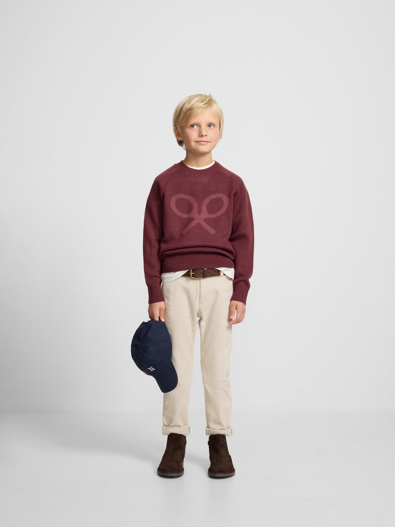 Kids burgundy half racket sweater