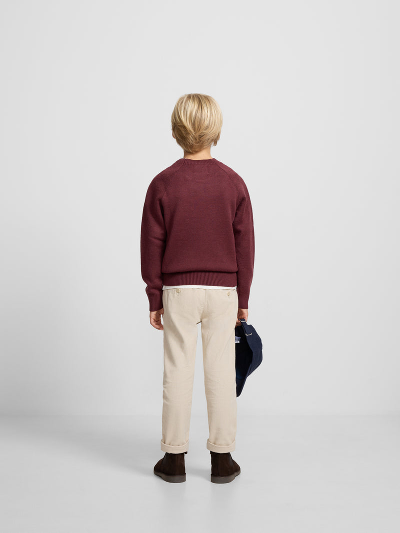 Kids burgundy half racket sweater