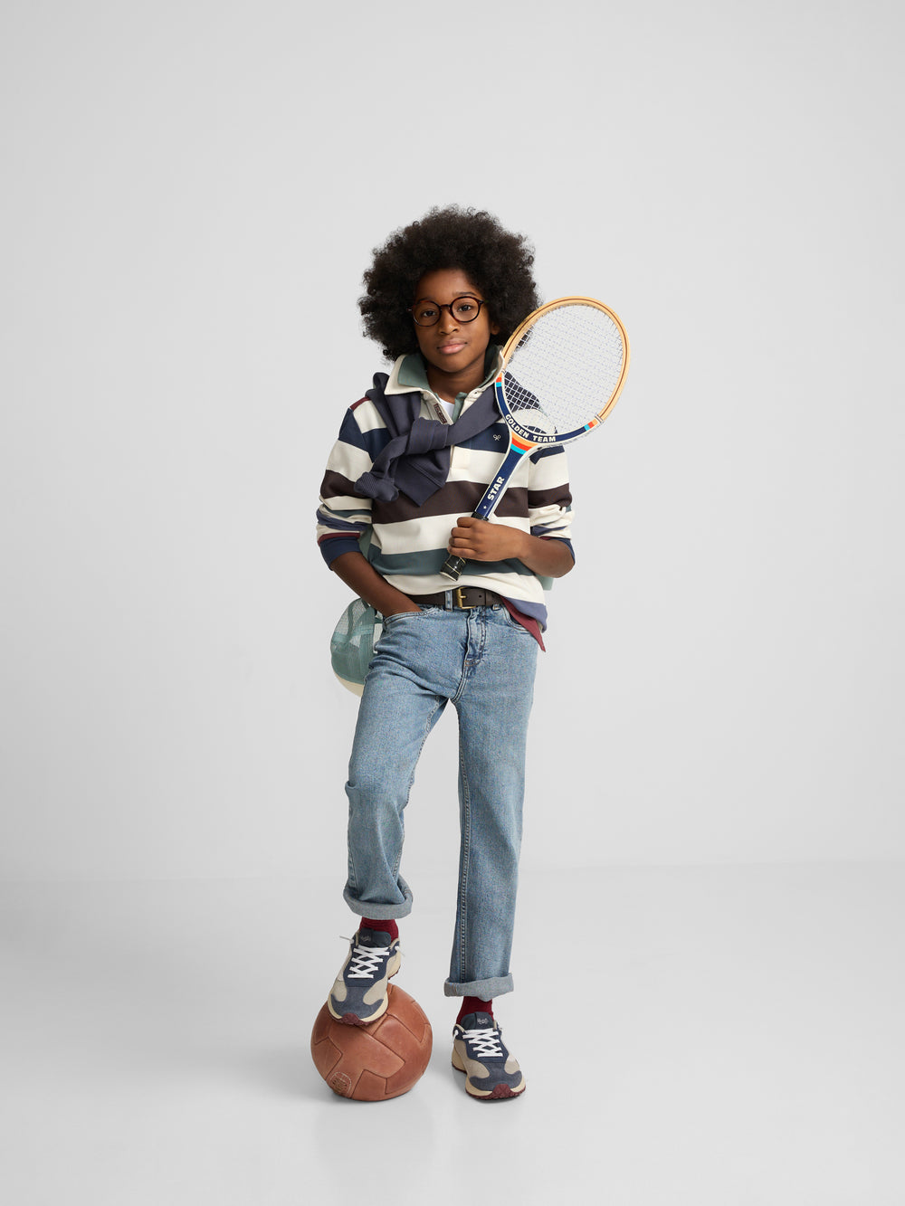 Polo kids rayas colores crema