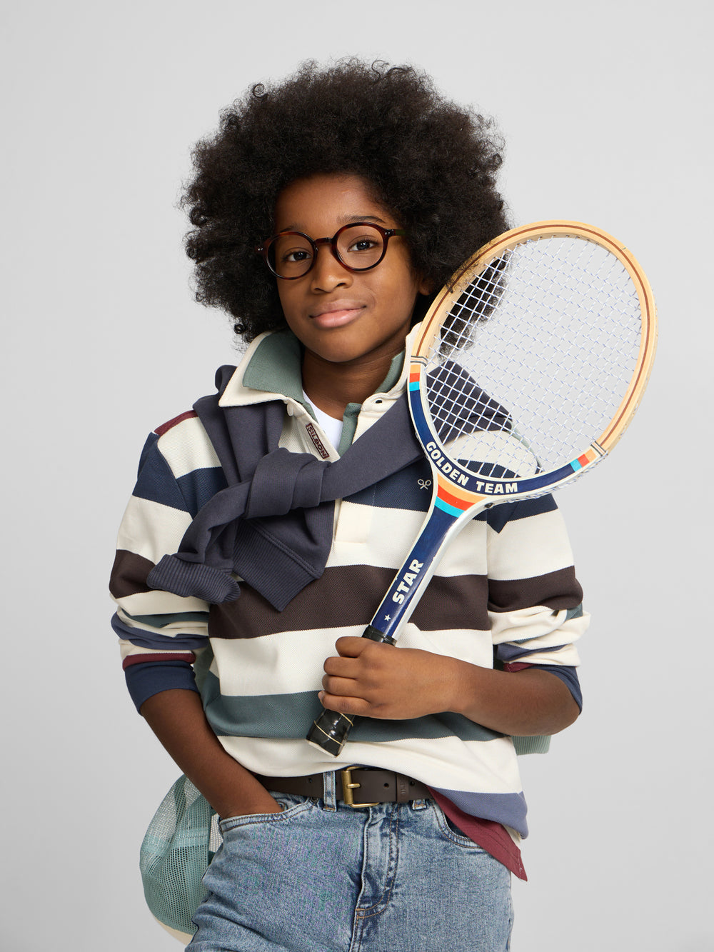 Polo kids rayas colores crema