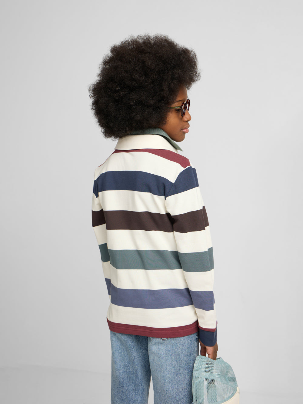 Polo kids rayas colores crema