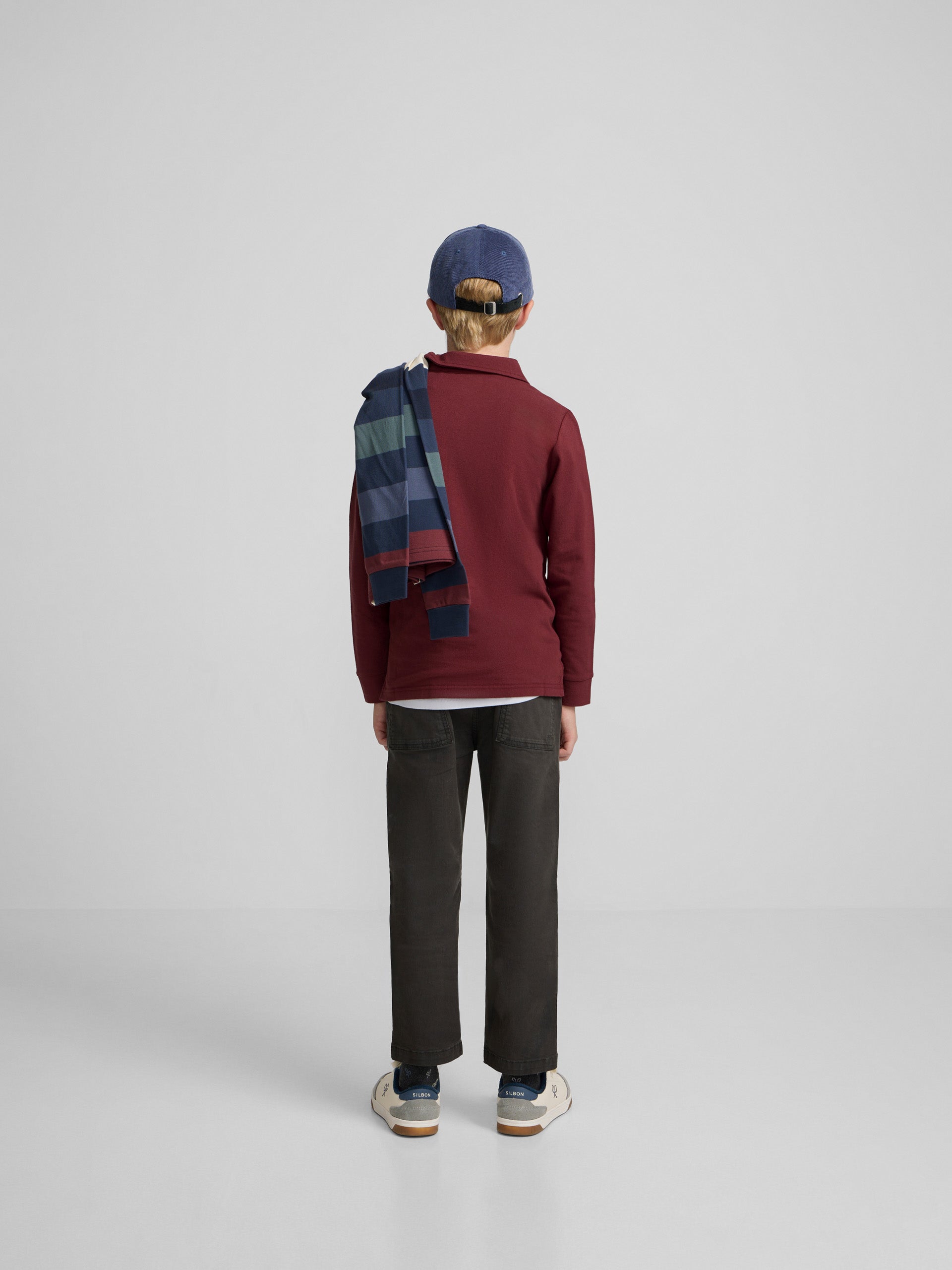 Kids burgundy polo with pockets
