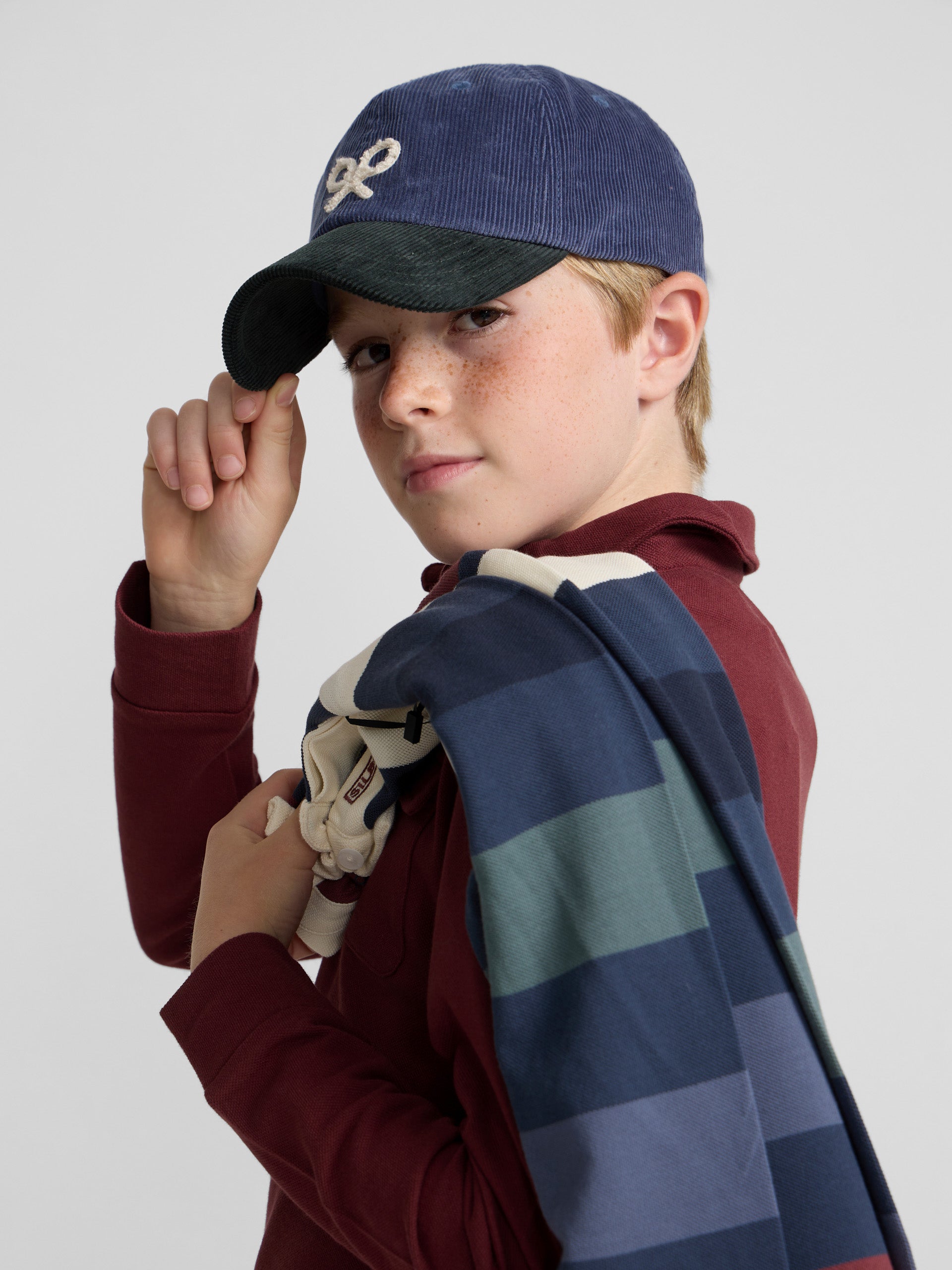 Kids burgundy polo with pockets