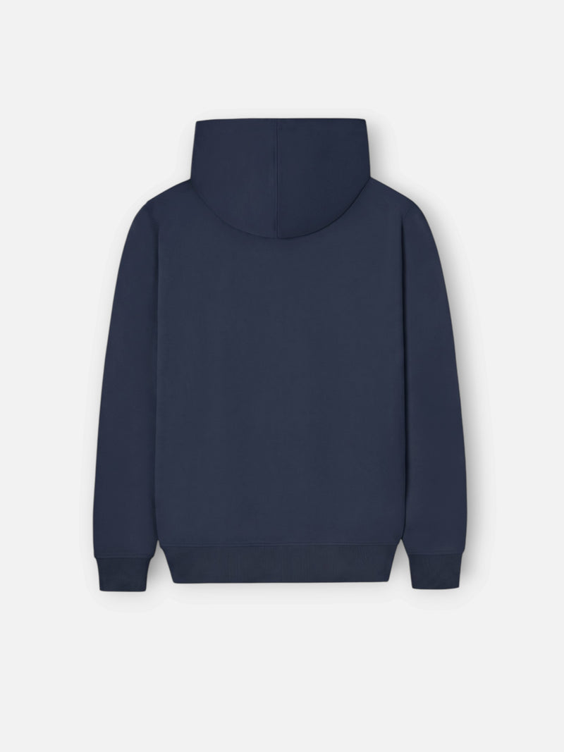 Kids hoodie with contrasting patch in navy blue