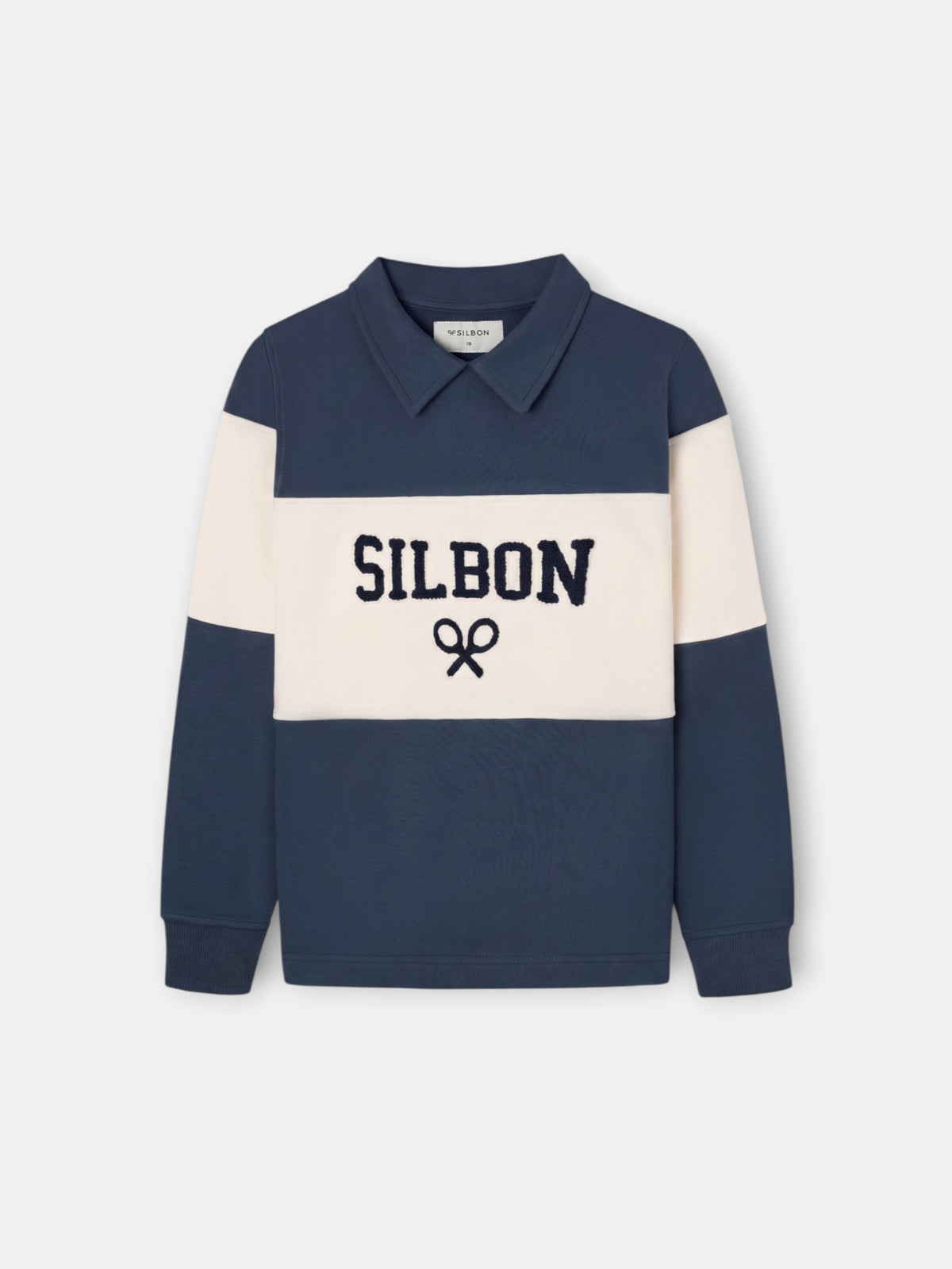 Sudadera kids cuello polo bloque azul marino