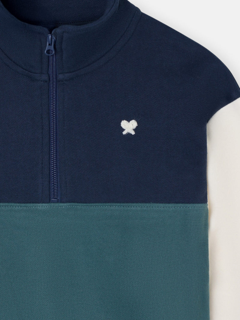 Sweatshirt kids meia fecho blocos verde