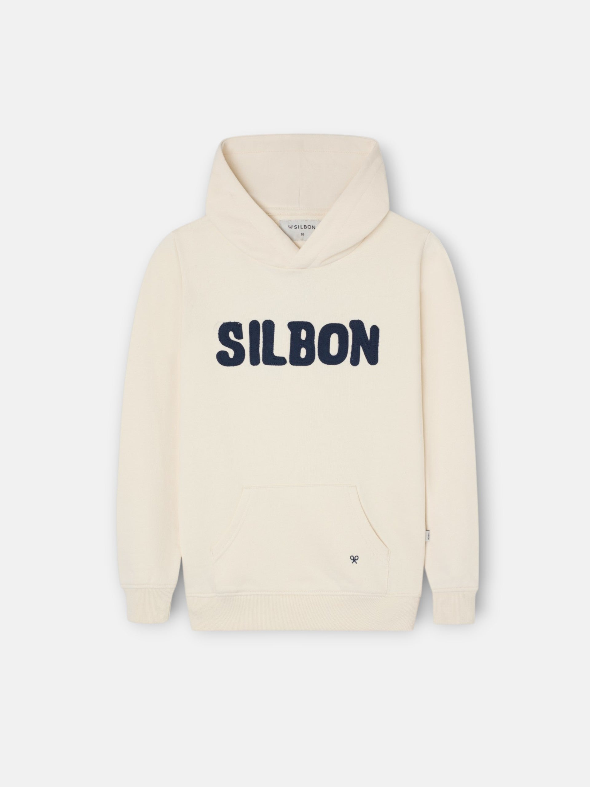 Kids hoodie with contrasting patch in cream
