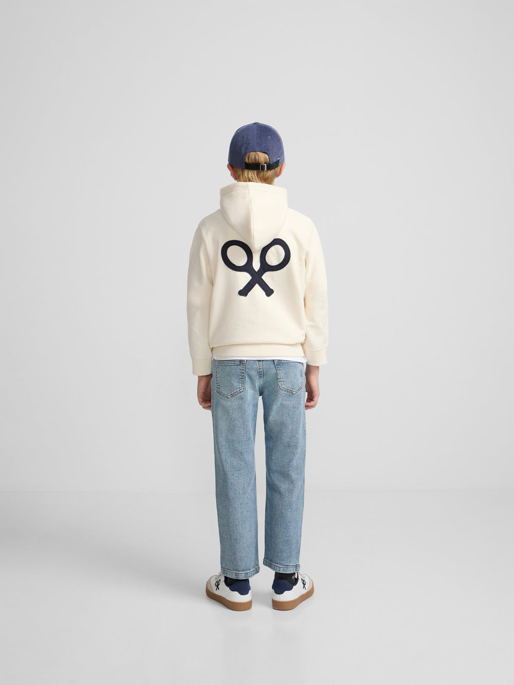 Kids hoodie with contrasting patch in cream