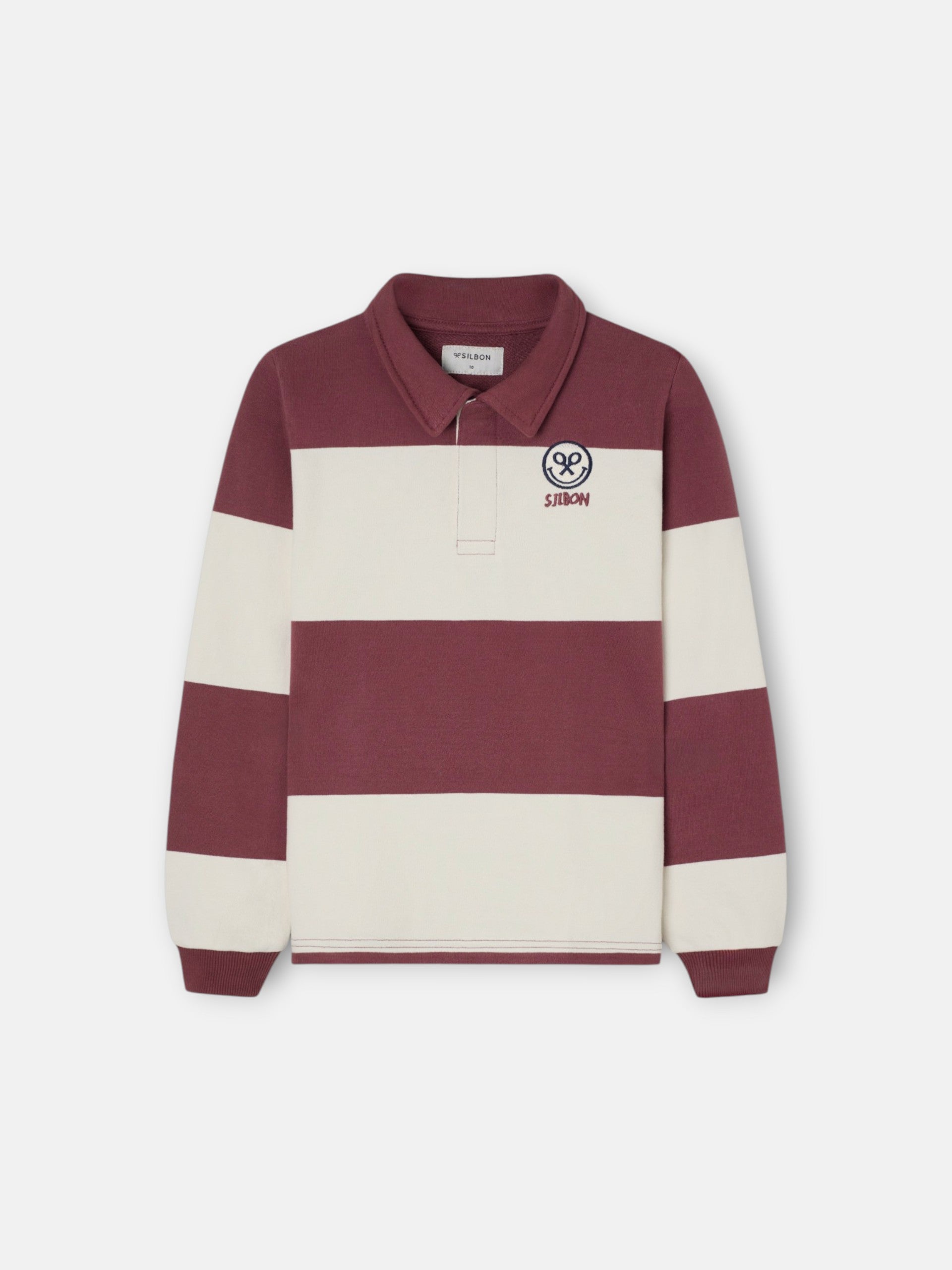 Sweat-shirt enfant col polo rayé smile bordeaux