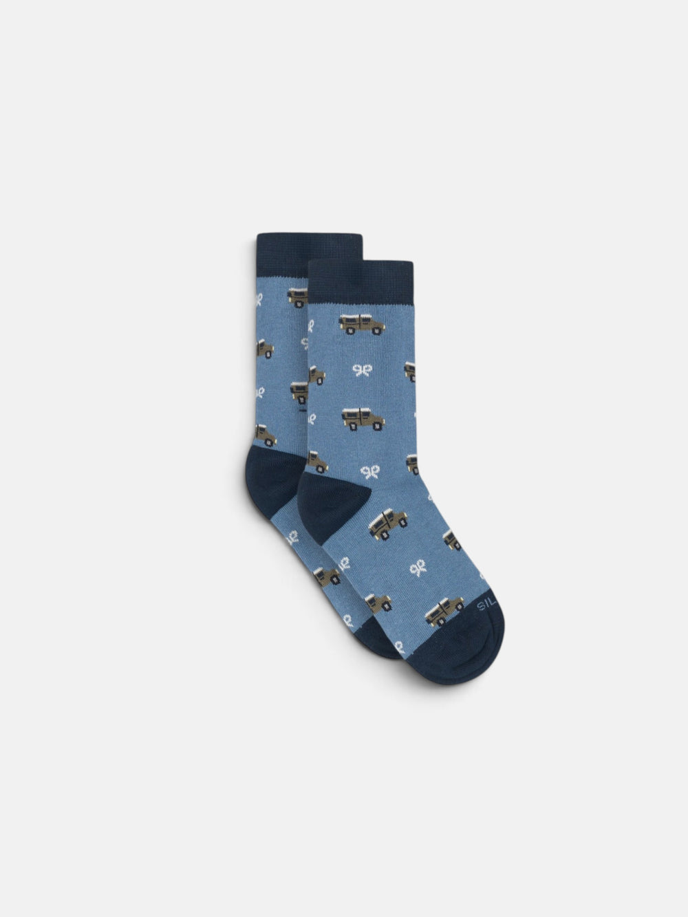 Kids socks blue indigo car