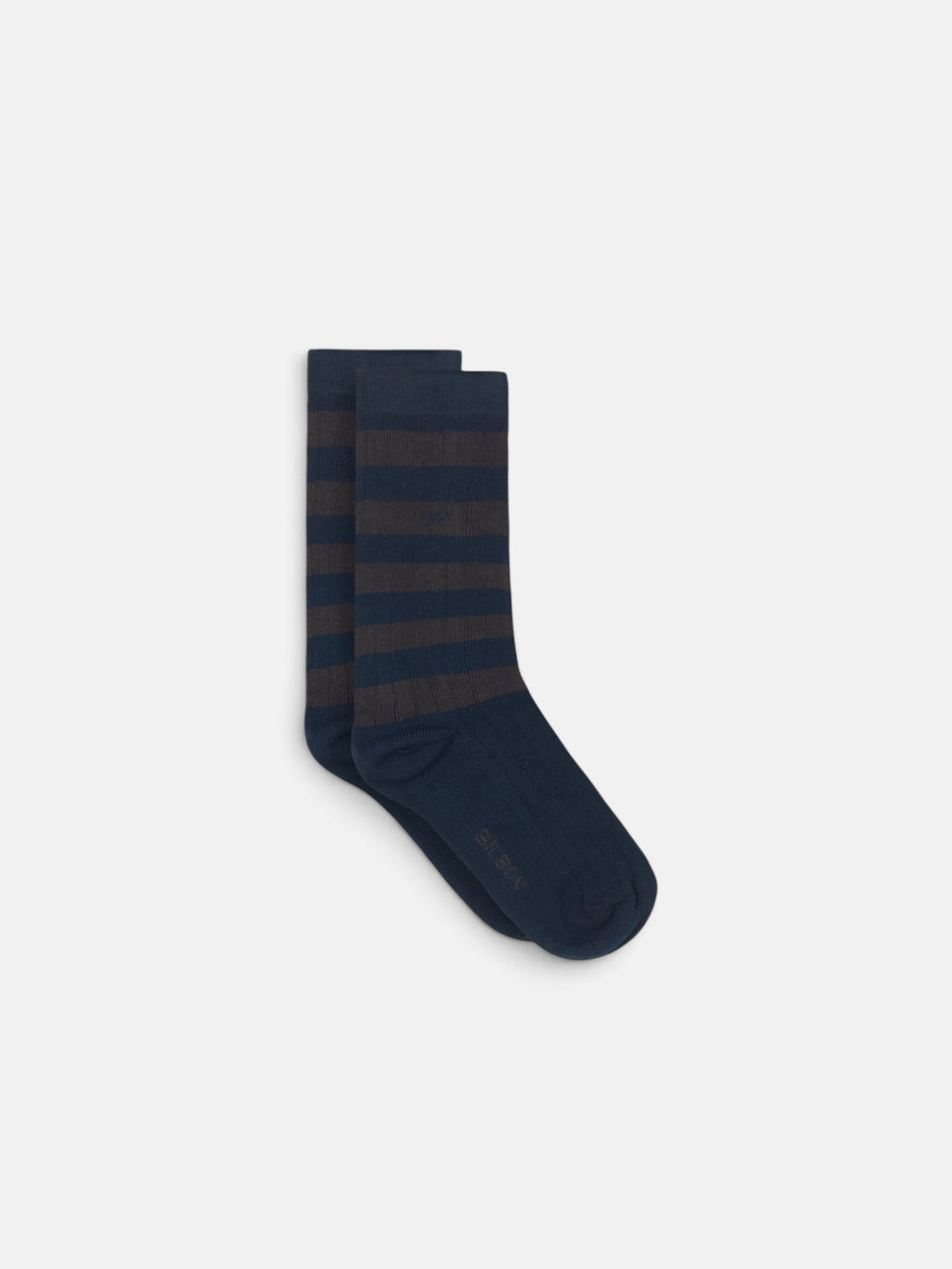 Kids socks navy brown stripes