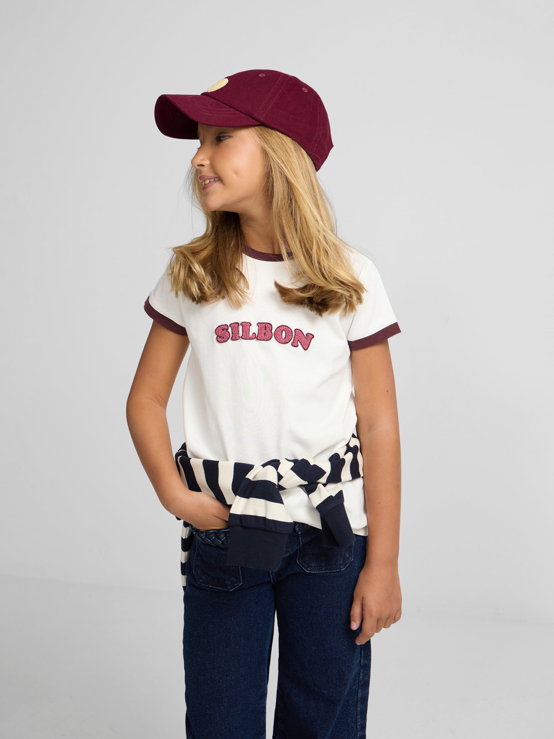 Silbon Varsity Girl T-shirt in Off-White
