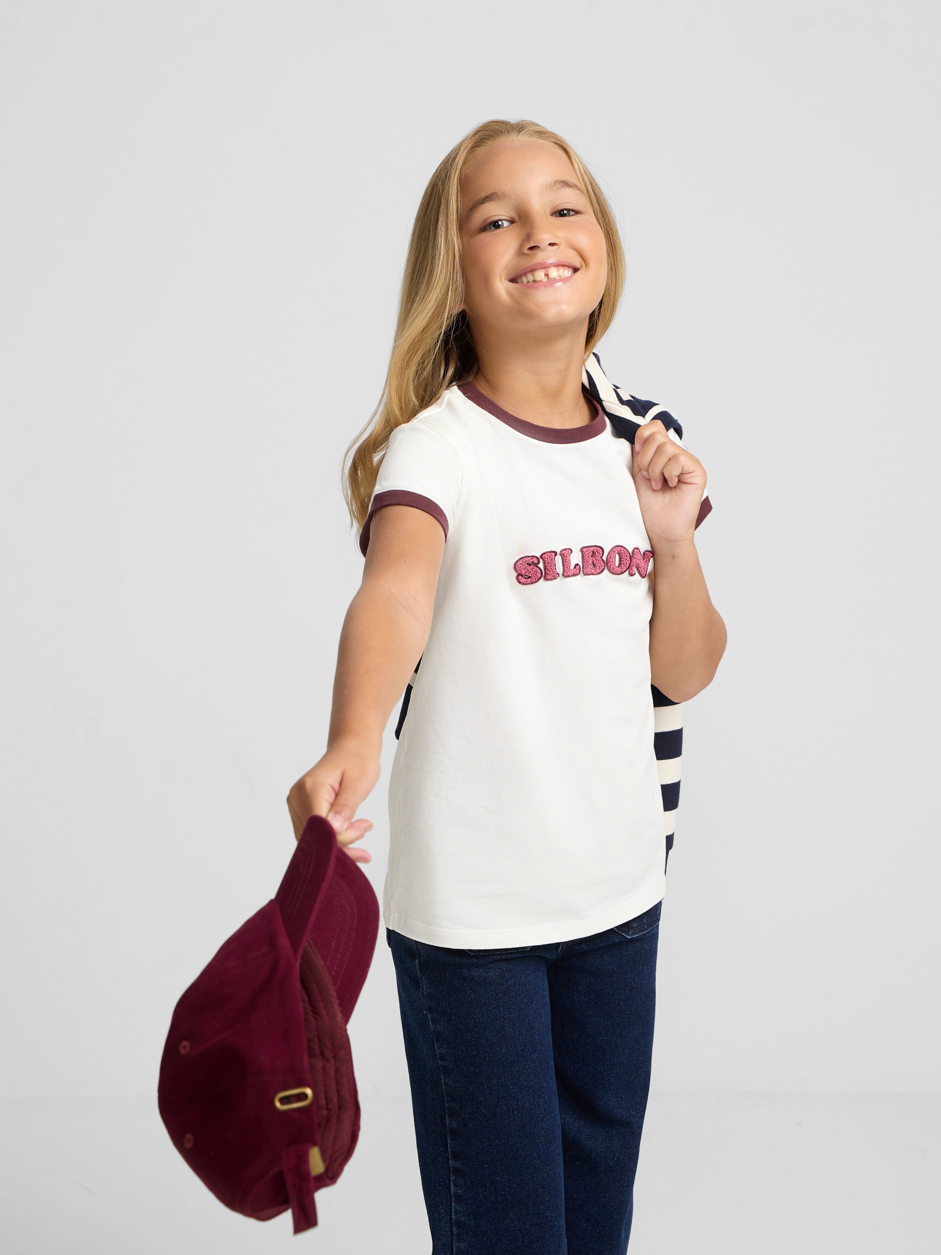Silbon Varsity Girl T-shirt in Off-White