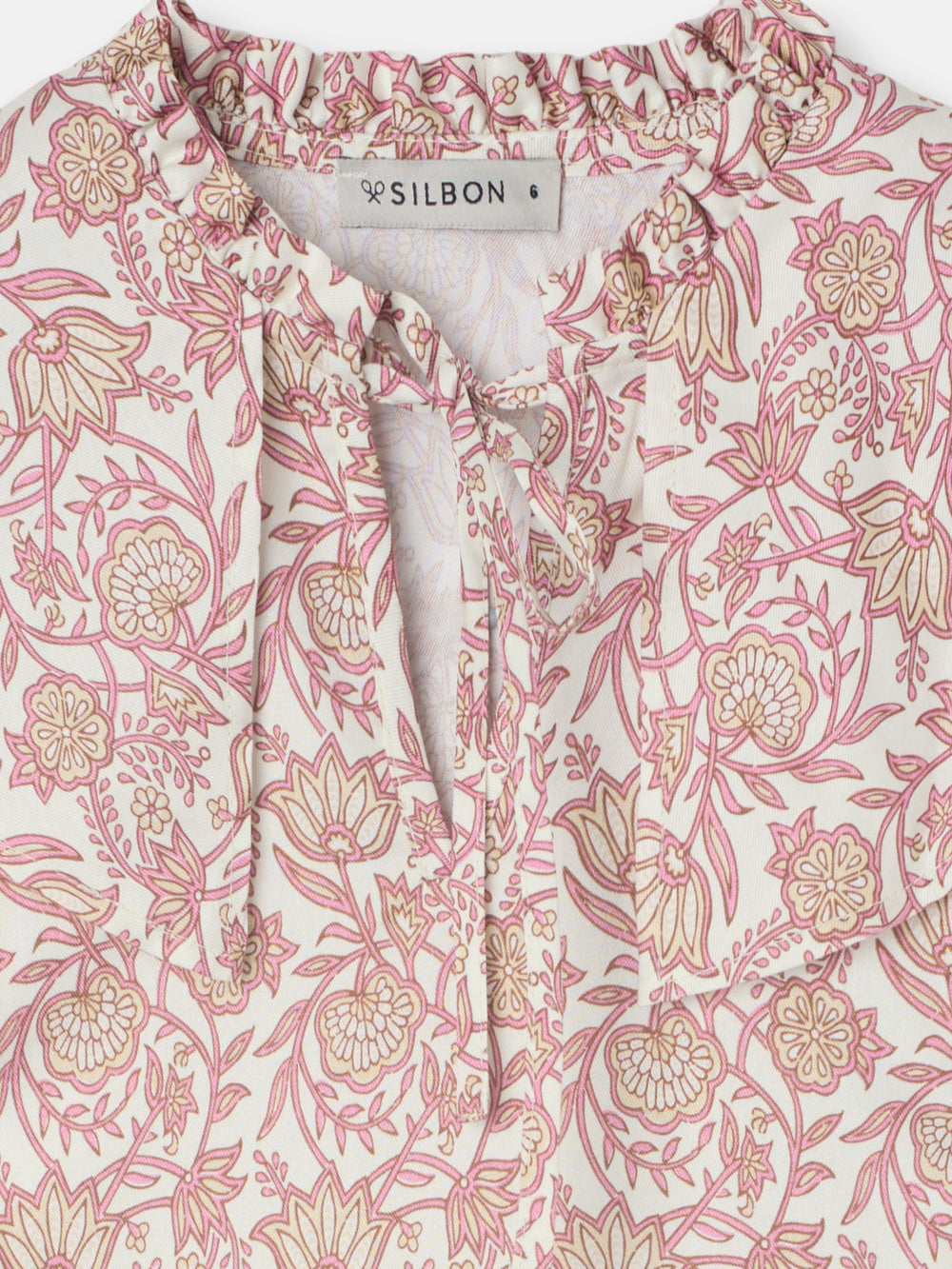 Blusa menina estampado flores rosa e branco