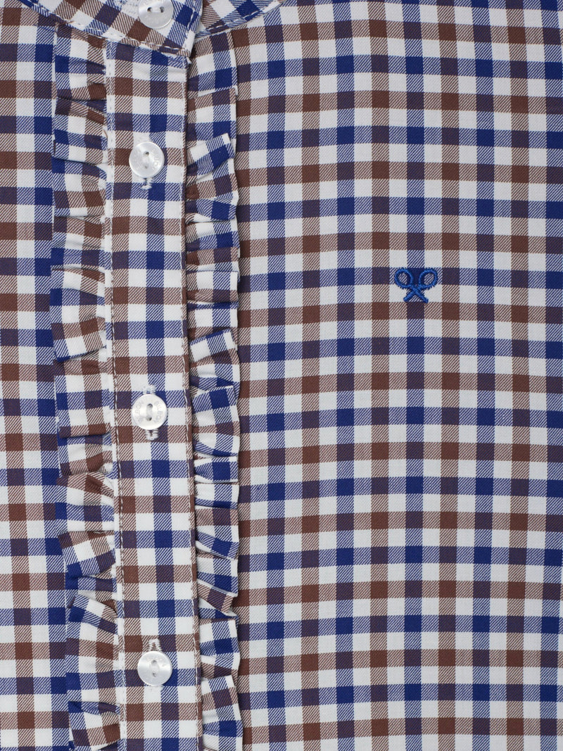 Camisa menina xadrez azul-marinho e branco