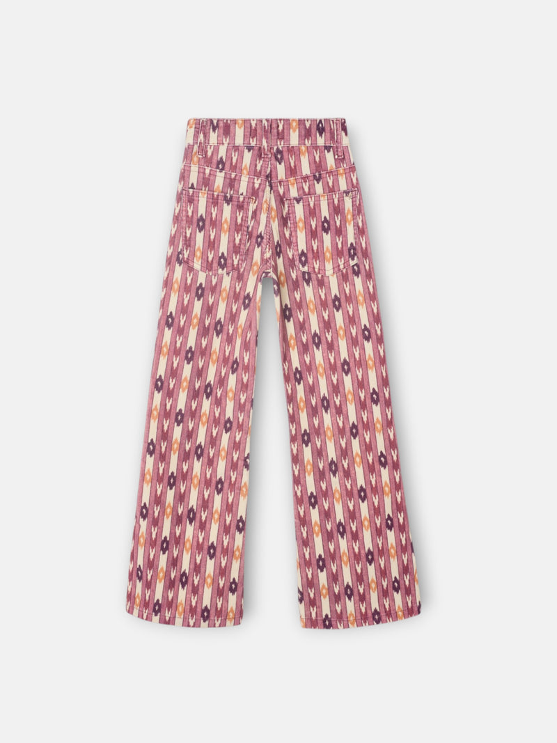 Pantalon girl pana estampado ikat rosa