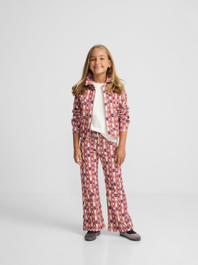 Pantalon girl pana estampado ikat rosa