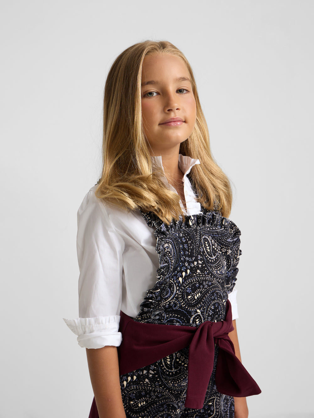 Salopette fille micropana imprimé paisley bleu