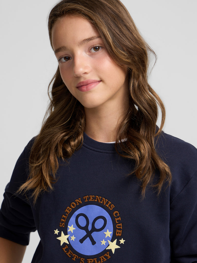 Sweatshirt girl tennis club azul marinho