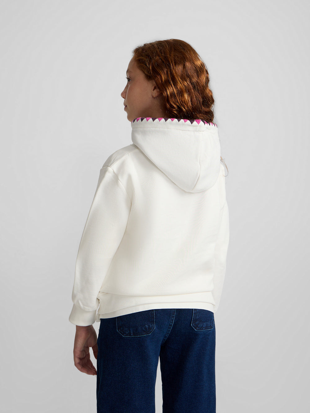 Girl's hoodie with racket print in raw color