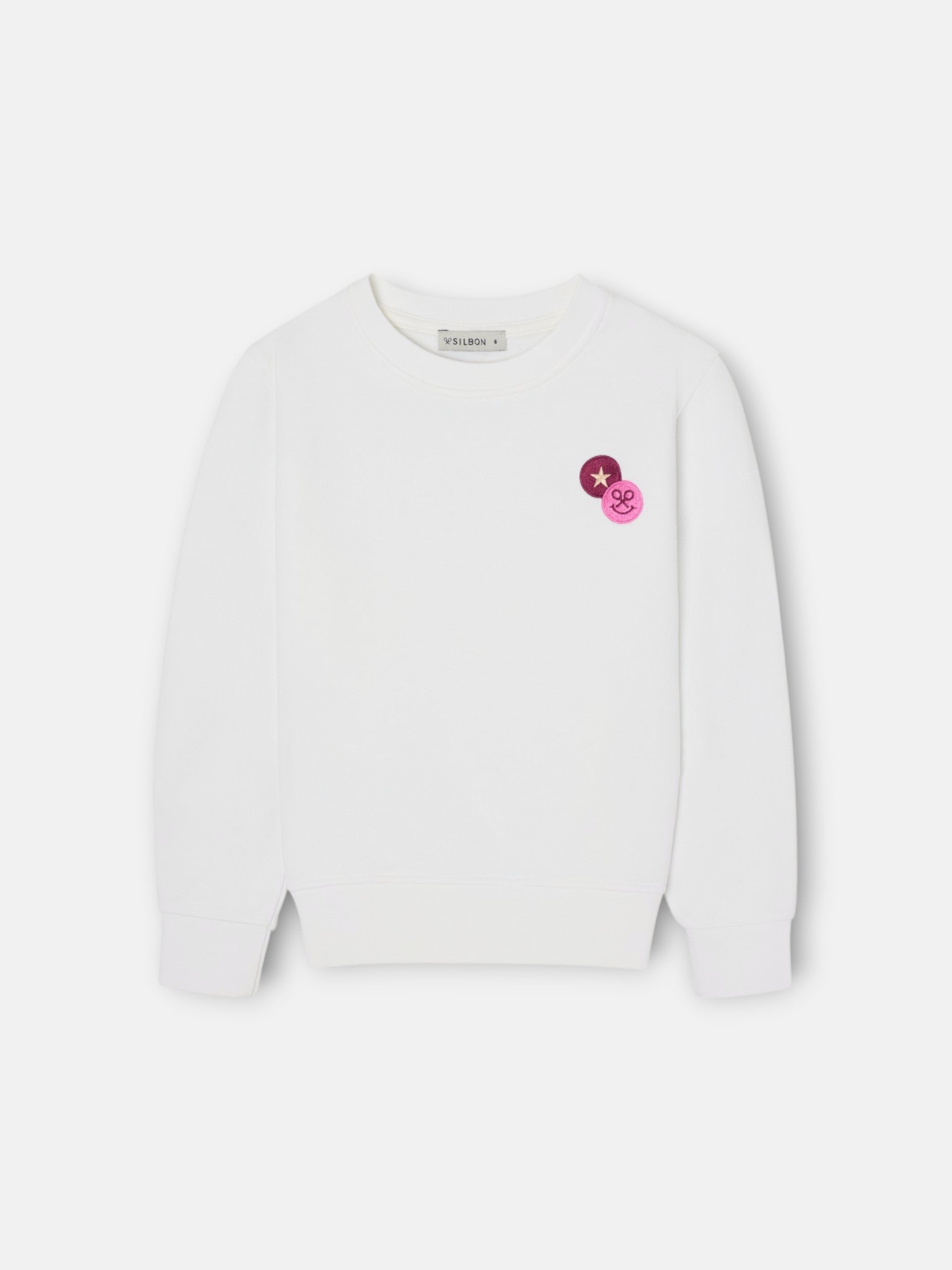 Sweat-shirt fille Silbon Smile écru