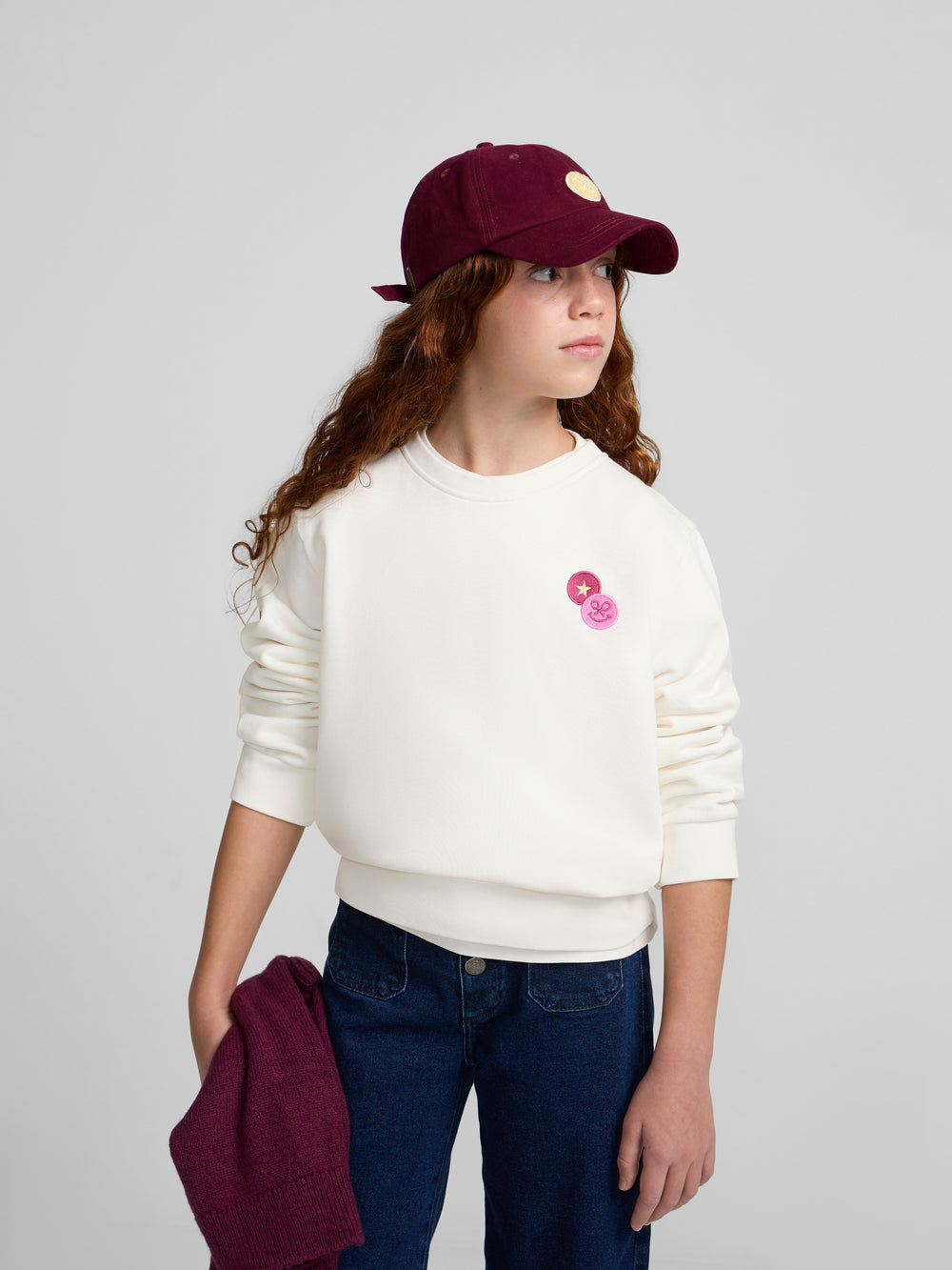 Silbon Smile Girl Sweatshirt in Off-White