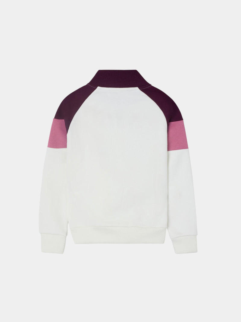 Sweatshirt girl gola alta tricolor rosa e cru
