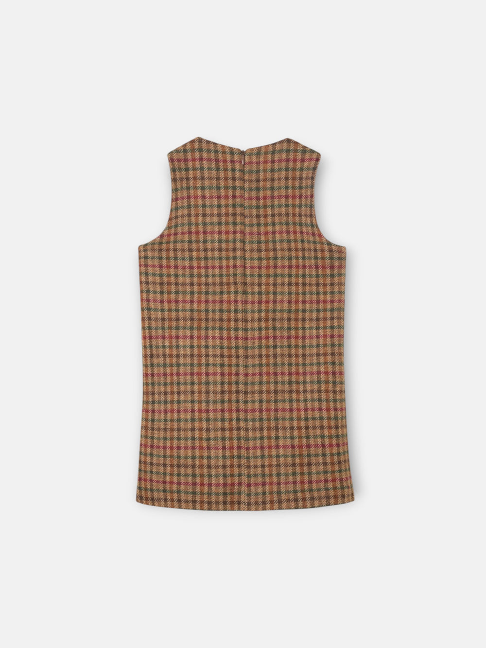 Robe fille chasuble à carreaux marron
