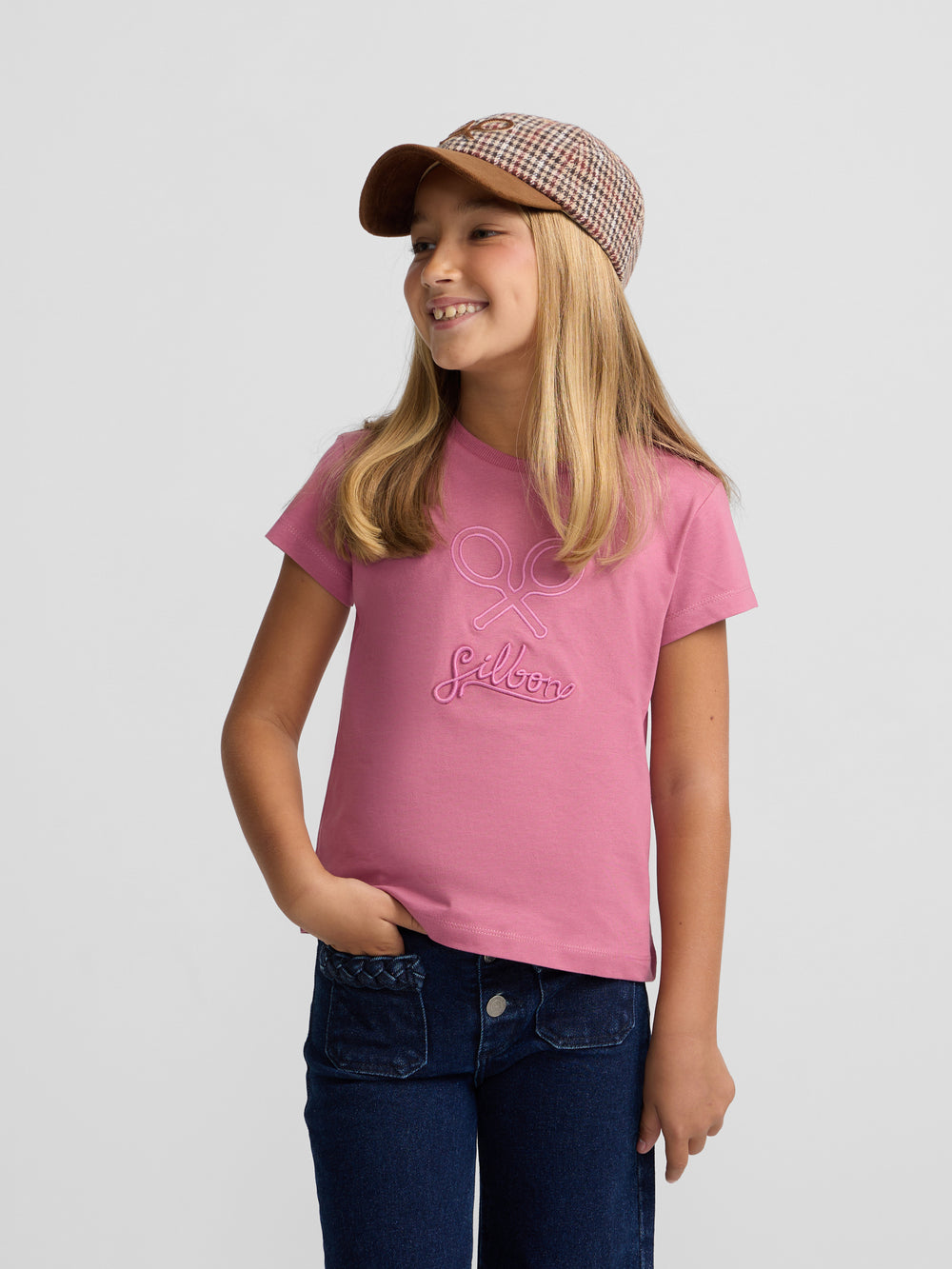 T-shirt fille Silbon classique rose