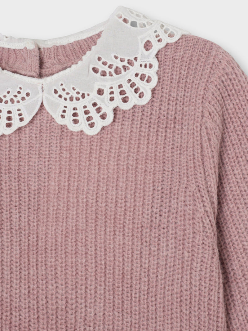 Jersey de menina gola bobo rosa