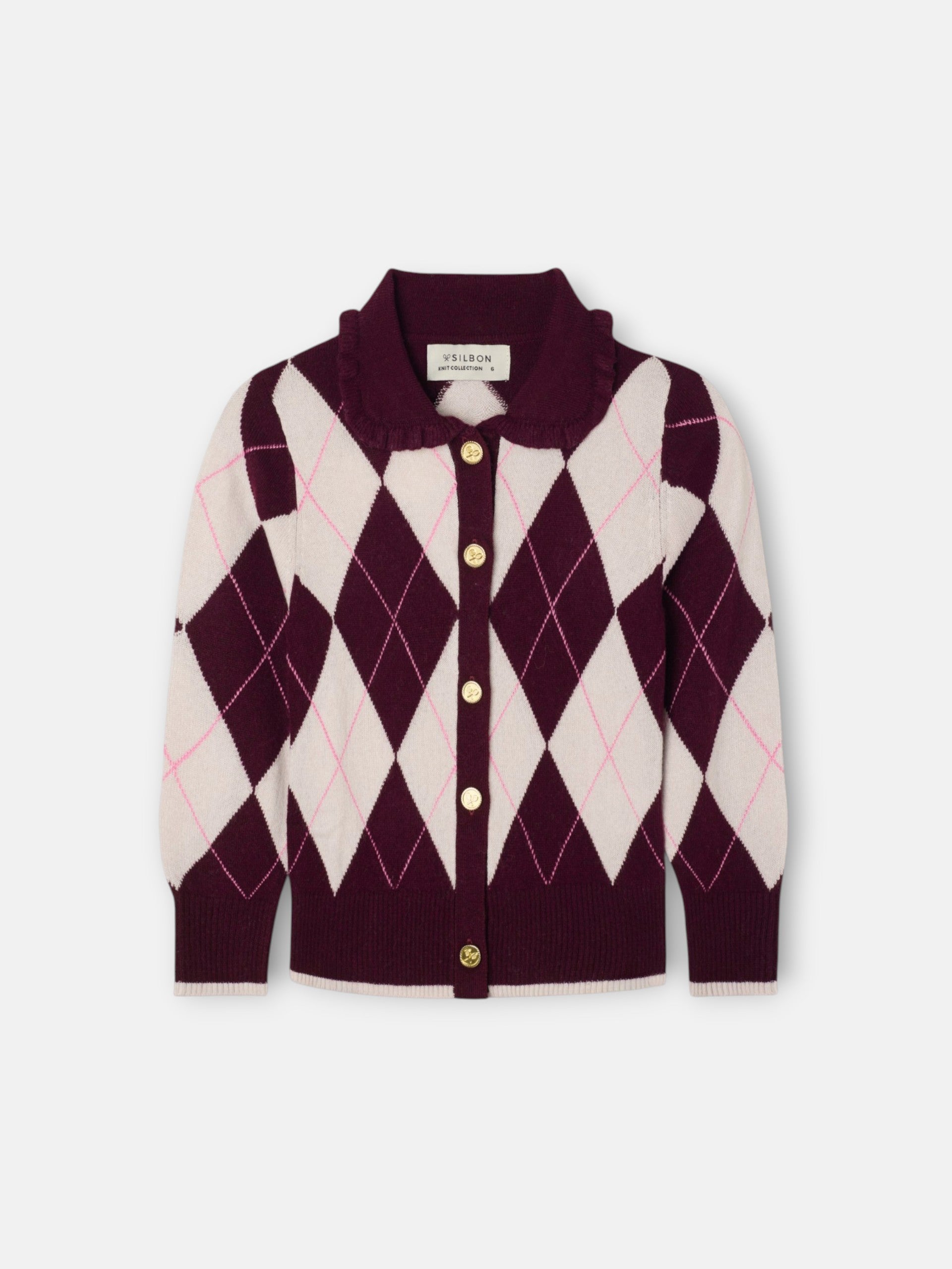 Cardigan girl burgundy diamonds
