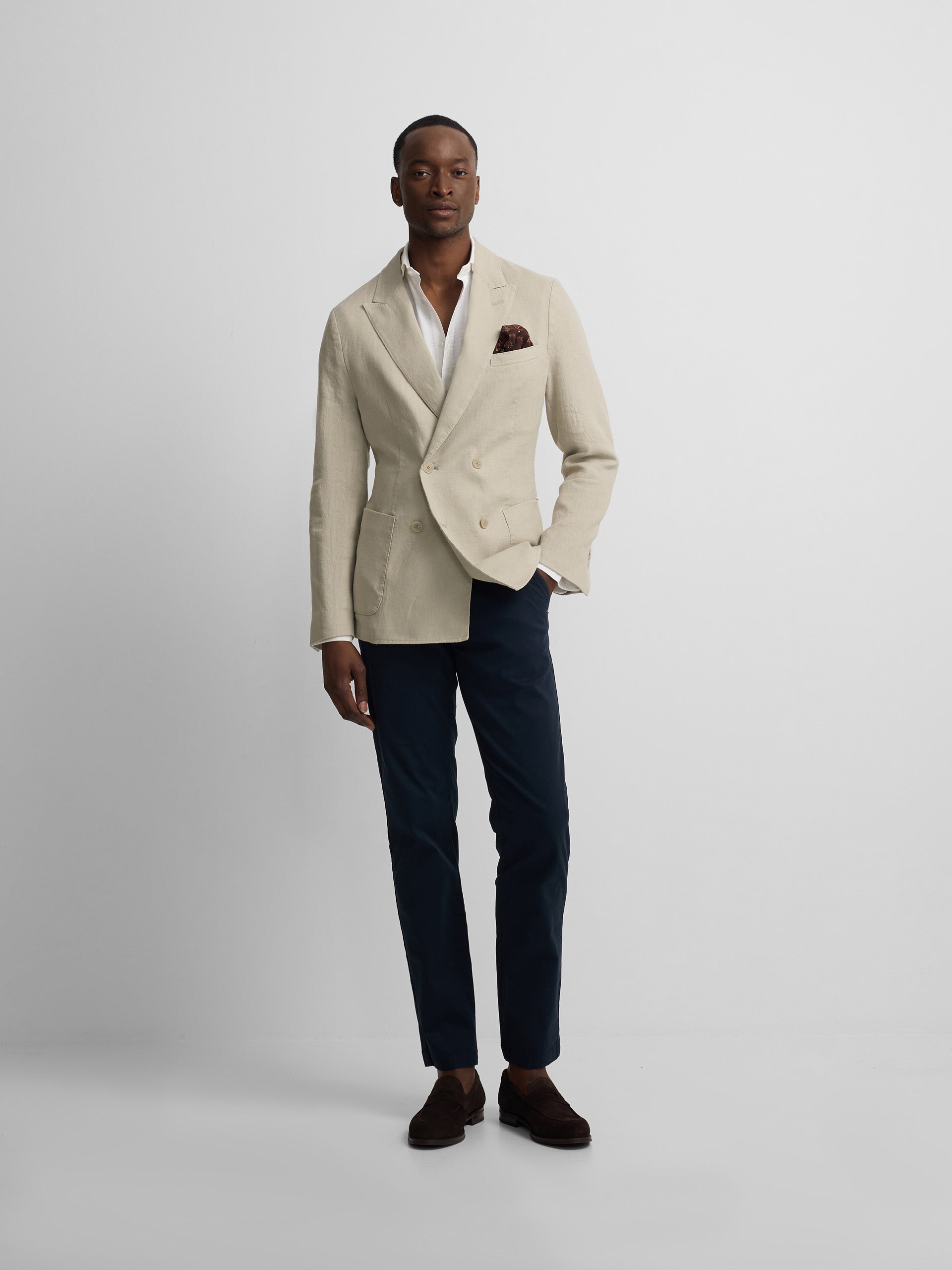 Beige comfort double-breasted blazer