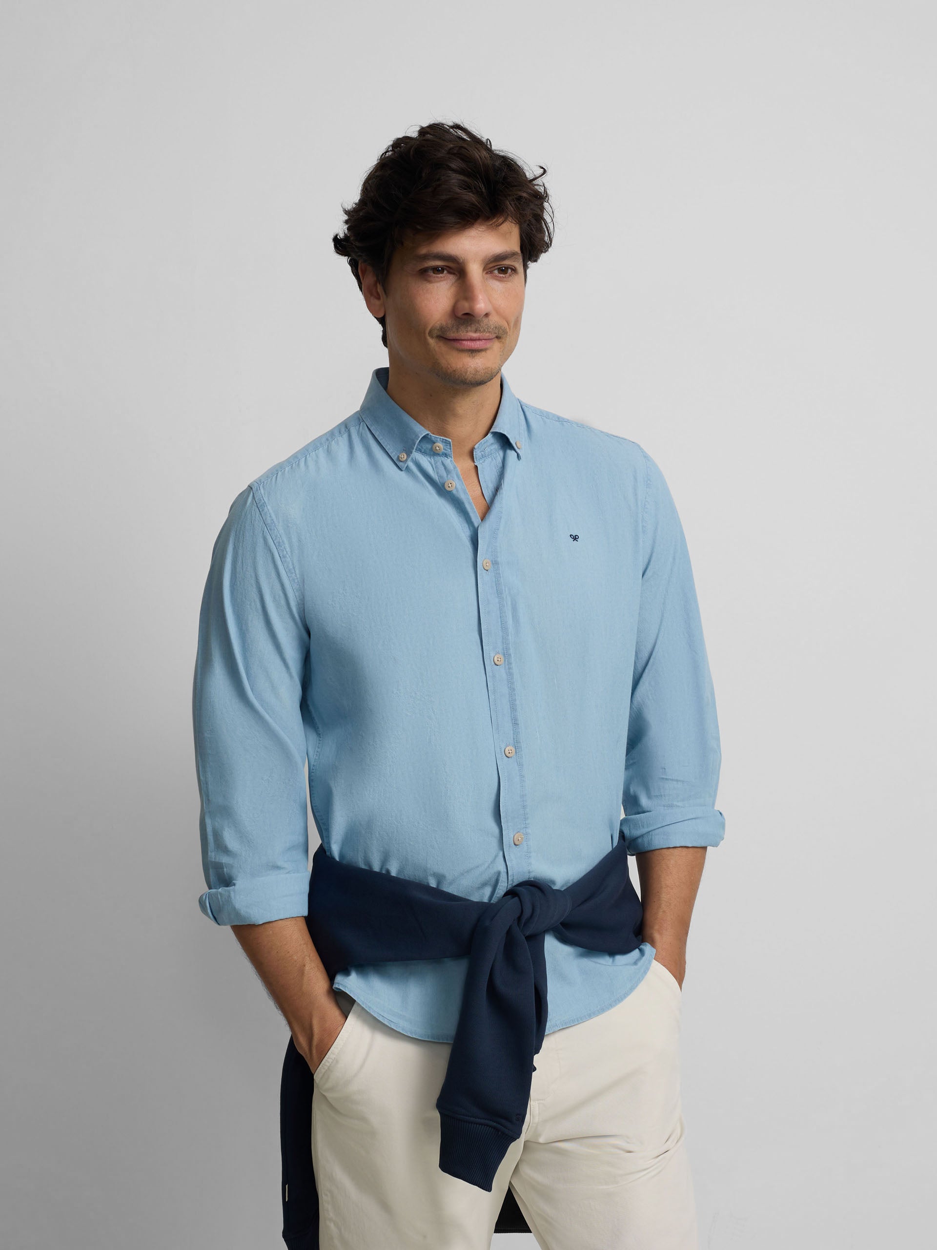 Camisa sport denim azul claro