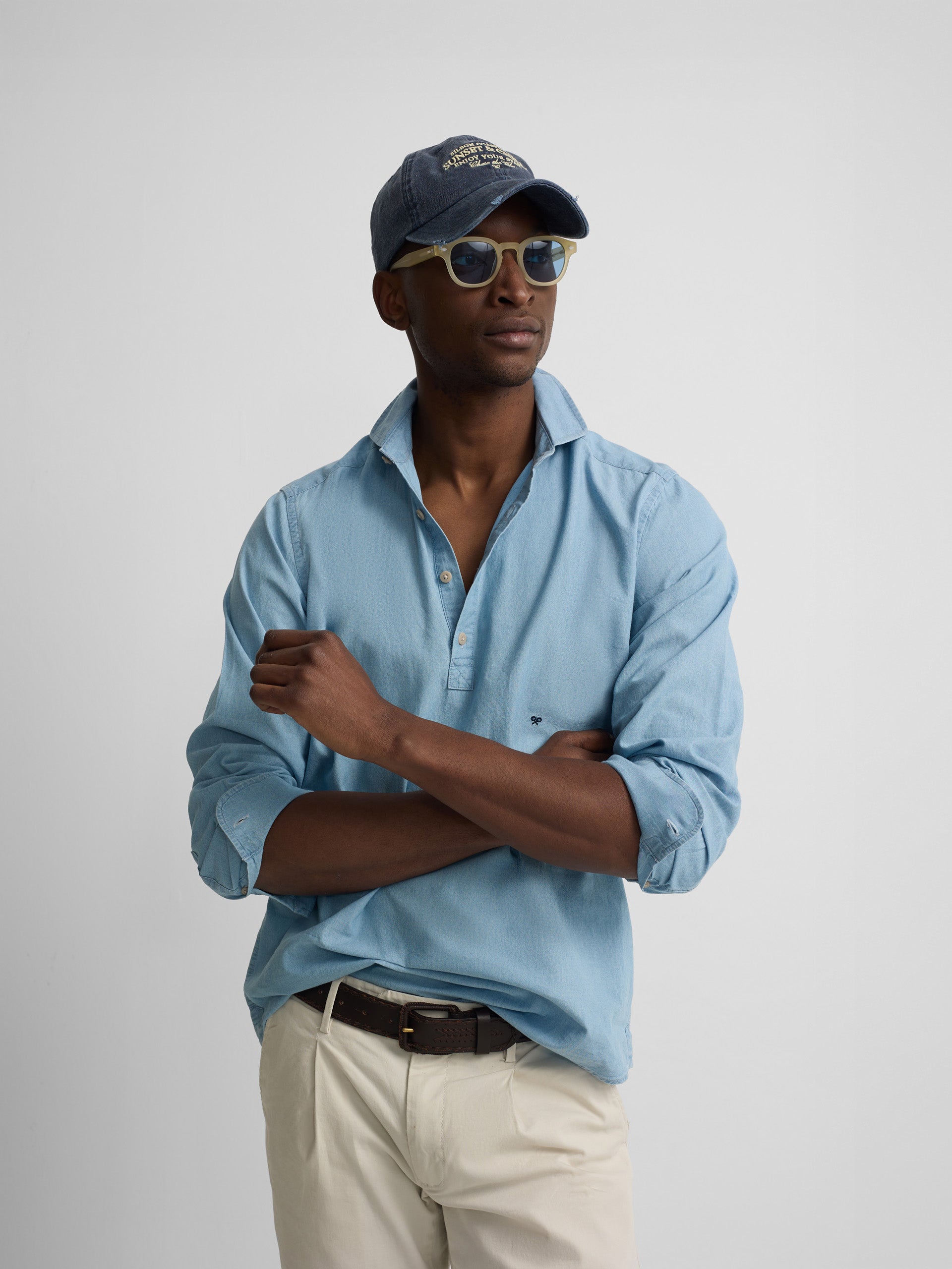 Polera sport denim azul claro