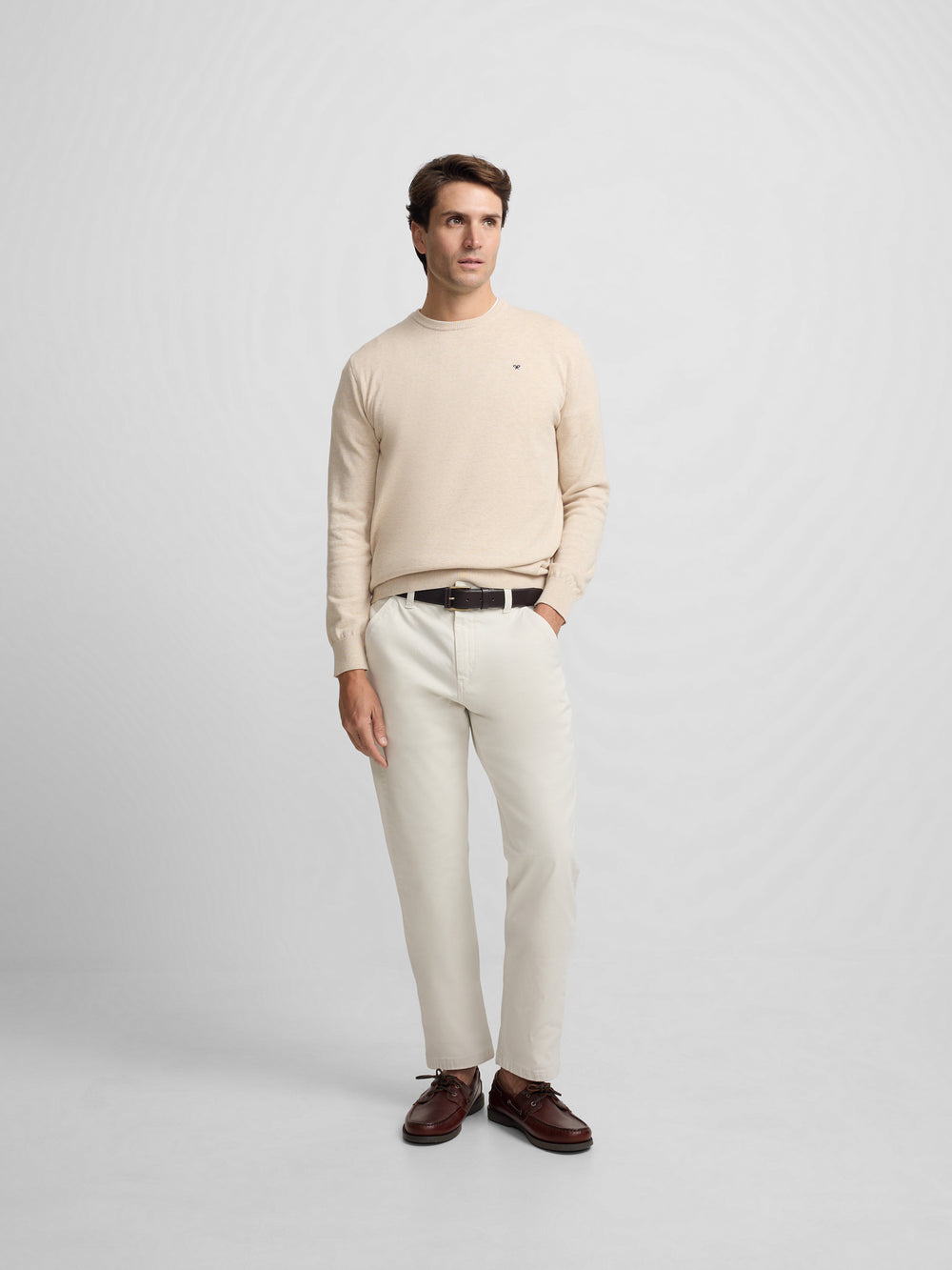 Jersey liso cuello caja crema