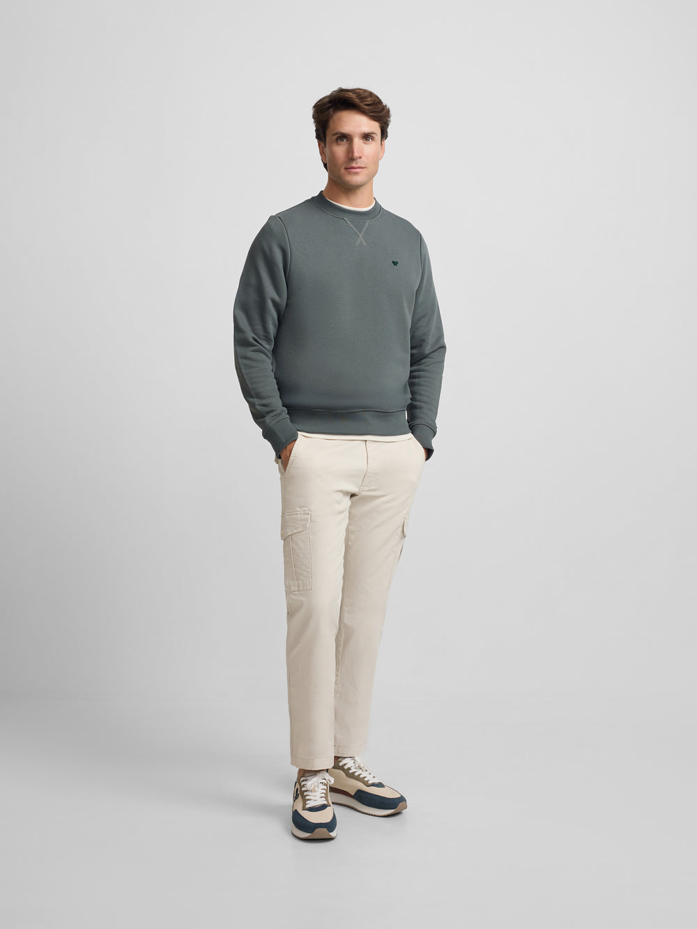 Sudadera Silbon minilogo rizo verde oscuro