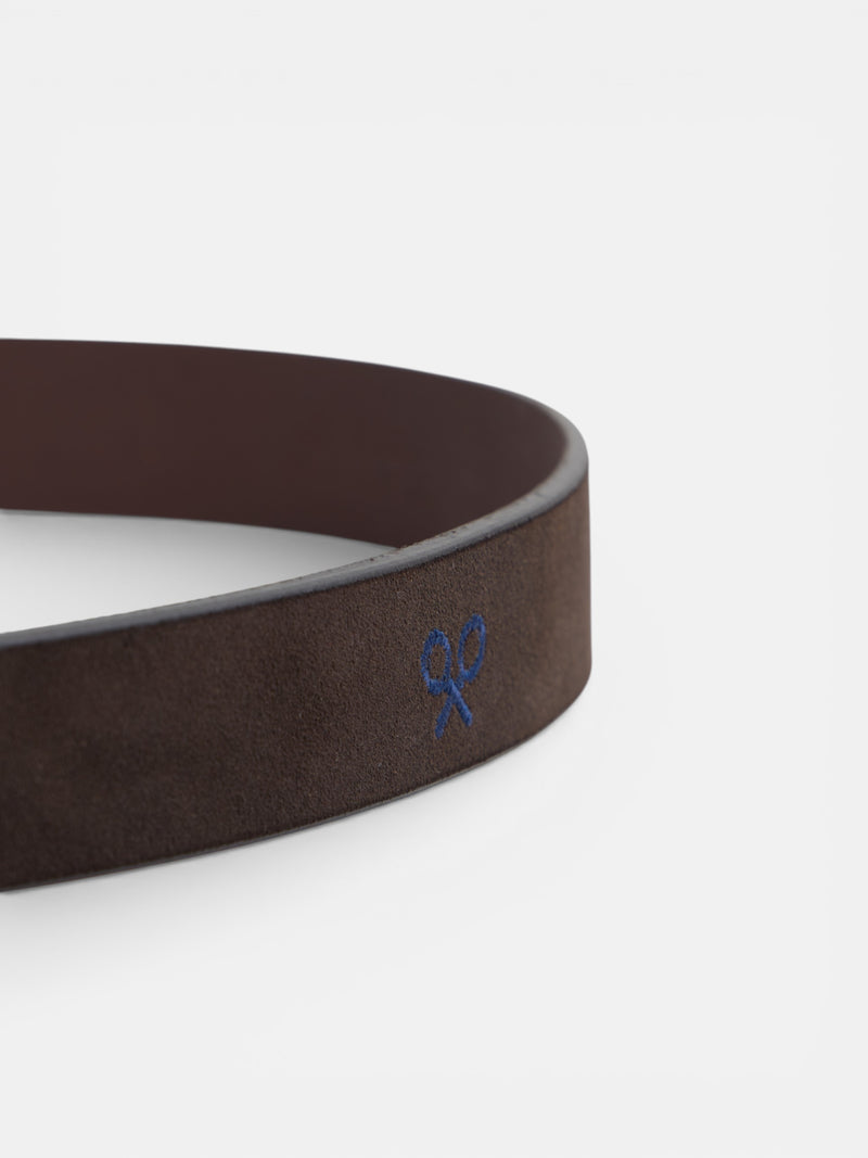 Ceinture en cuir suédé brodée de couleurs