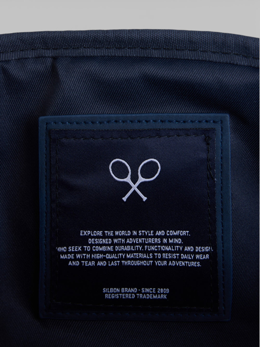 Navy blue leather detail toiletry bag