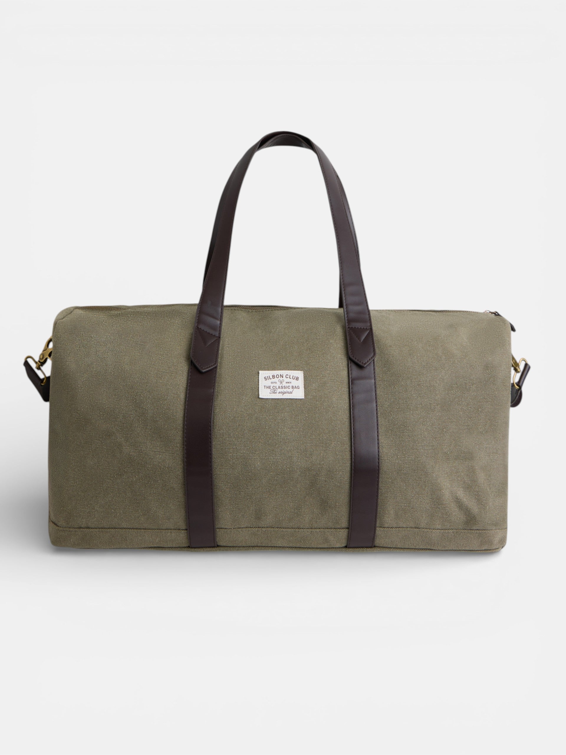 Sac de voyage avec détail en cuir vert