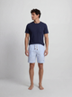 Short pajamas with navy blue striped pocket